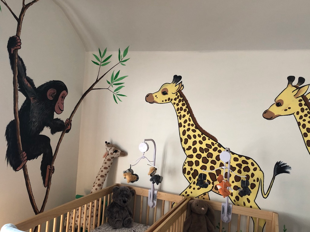 Nursery mural in Naperville home